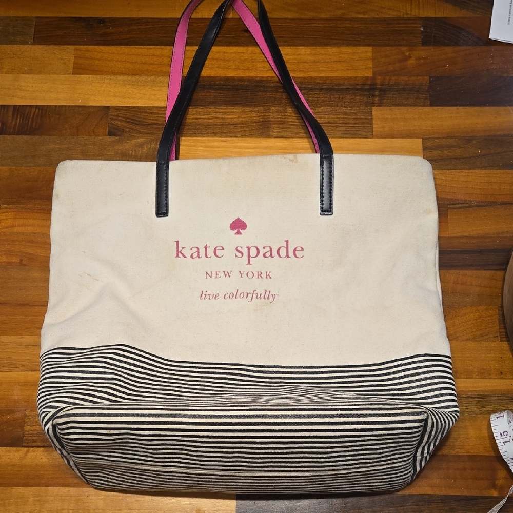 ​Kate Spade "Live Colorfully" Striped Canvas Tote